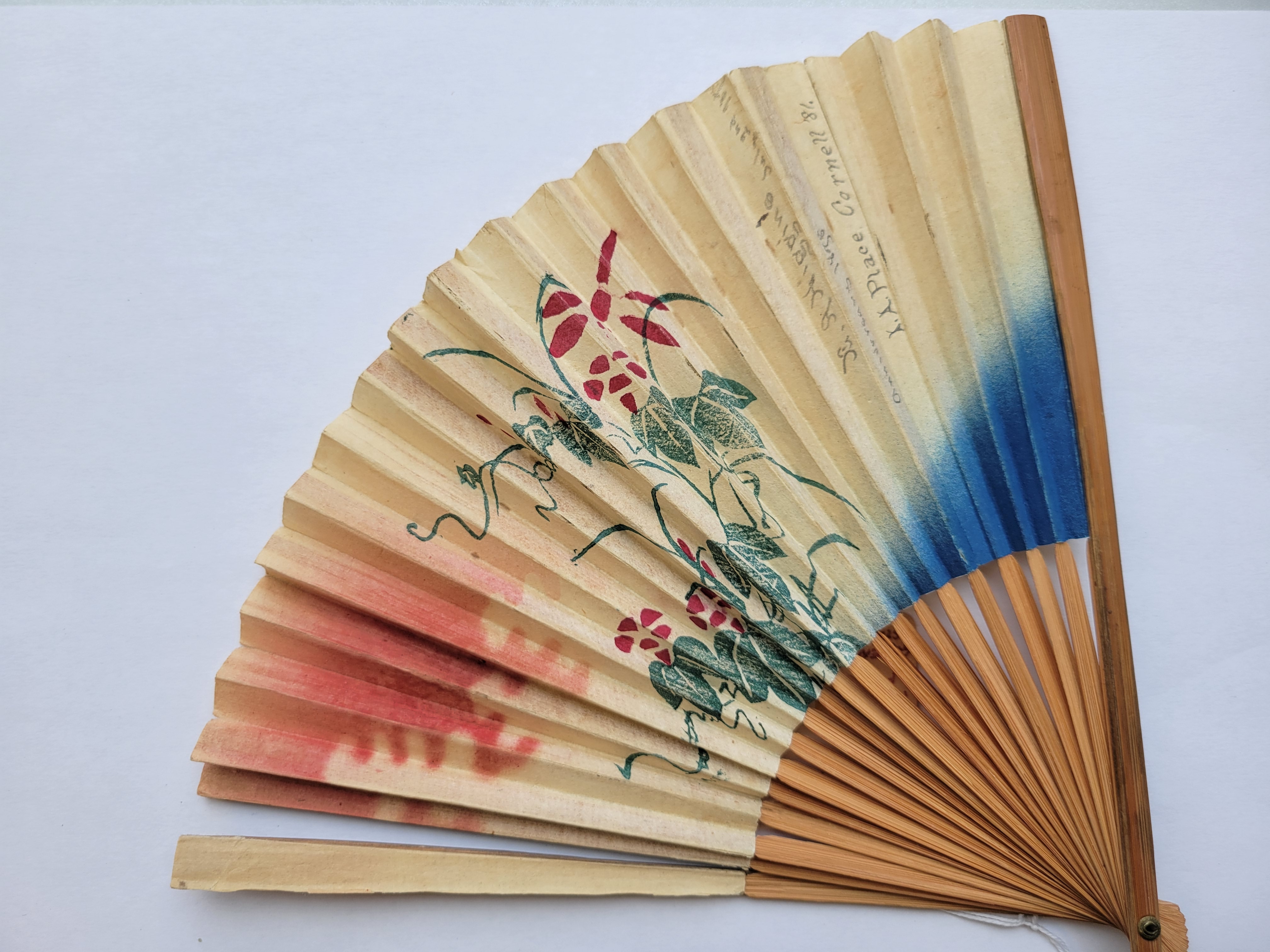 19th century paper and wood fan