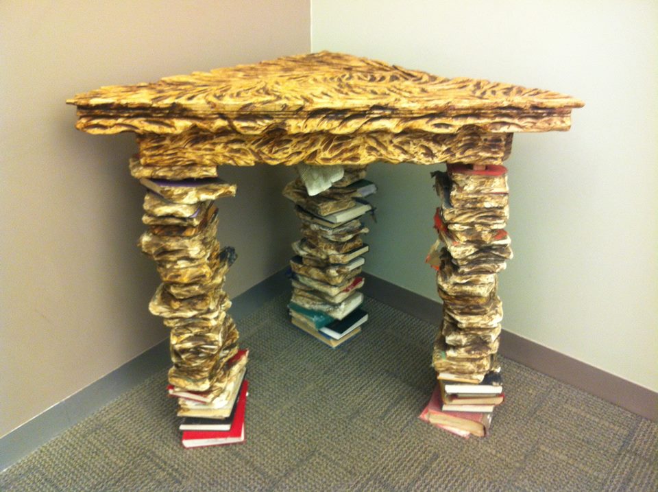 Table made of books