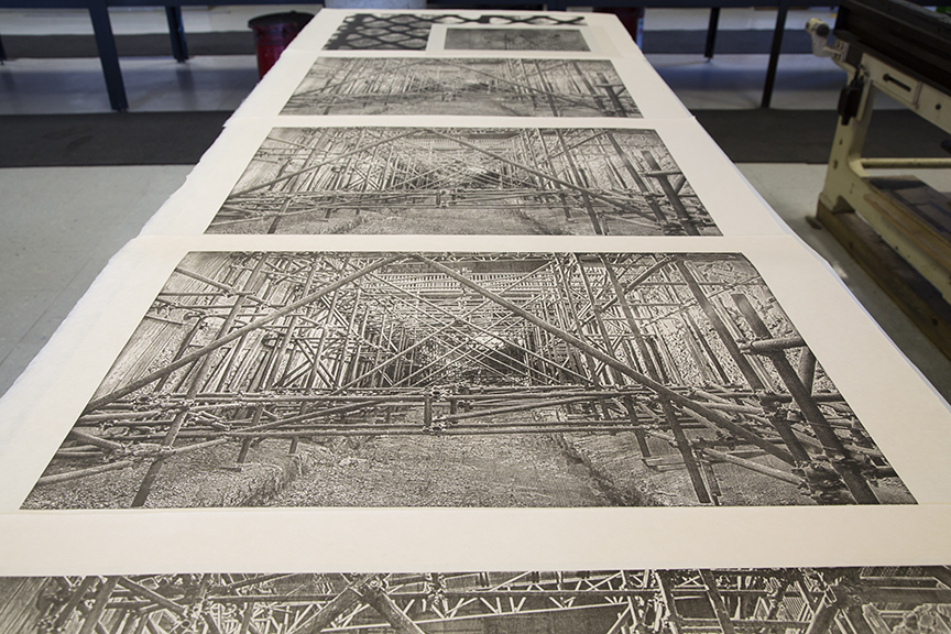 Woodblock prints fresh off the offset press