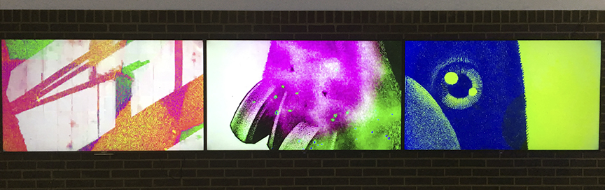 Video display of video work from Snowing in the Bush